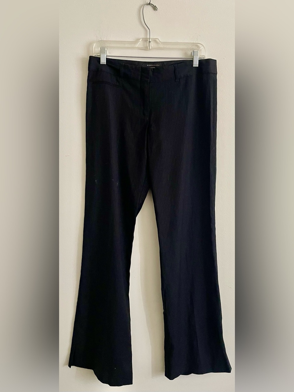 🎥 BCBGMaxAzria Black Pinstripe Wide-Leg Trousers 🎥